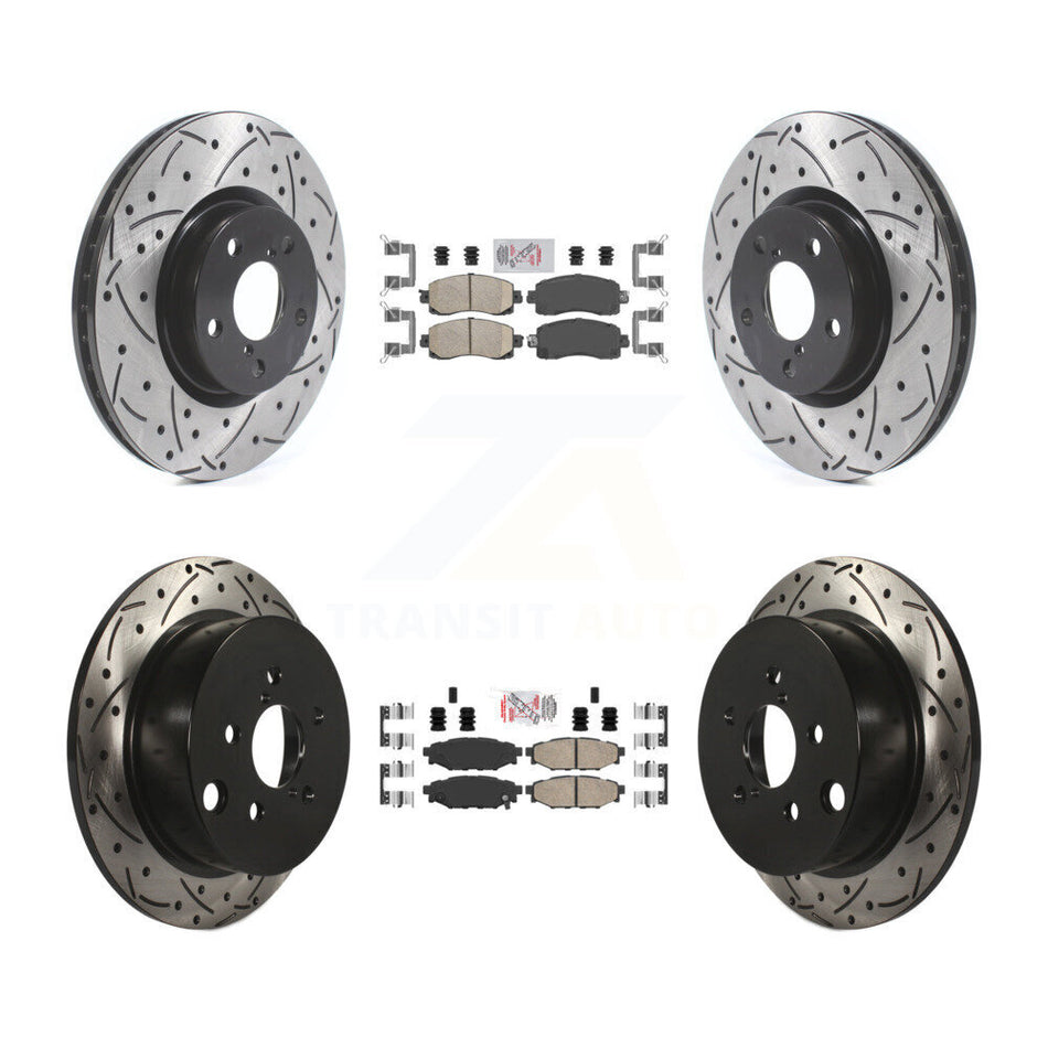 Front Rear Ceramic Pad And Coated Drilled Slotted Disc Brake Rotor Kit For Subaru Impreza KDA-102453
