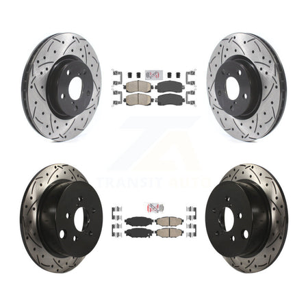 Front Rear Ceramic Pad And Coated Drilled Slotted Disc Brake Rotor Kit For Subaru Impreza KDA-102454