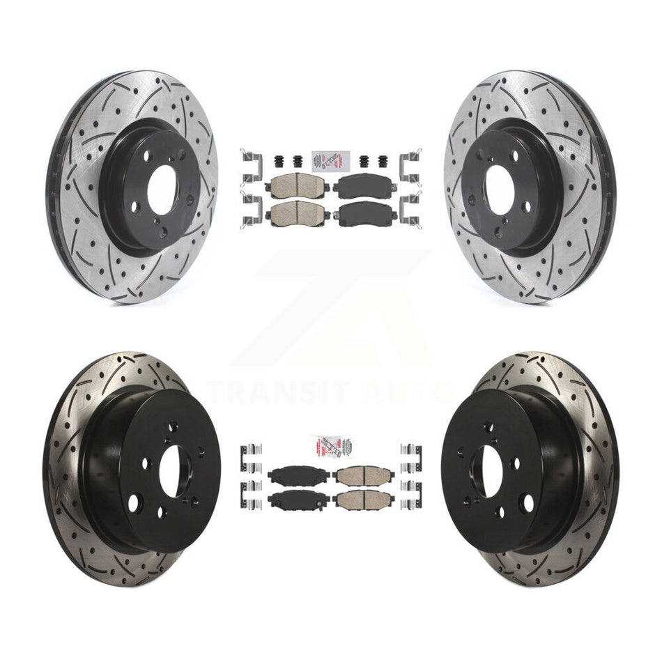 Front Rear Ceramic Pad And Coated Drilled Slotted Disc Brake Rotor Kit For Subaru Impreza KDA-102454