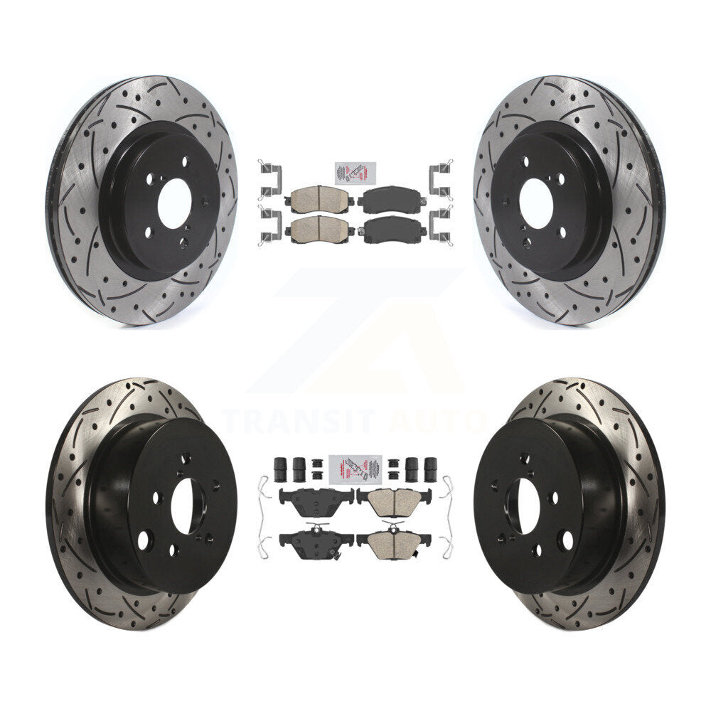 Front Rear Ceramic Pad & Coated Drilled Slotted Disc Brake Rotor Kit For Subaru Crosstrek KDA-102456