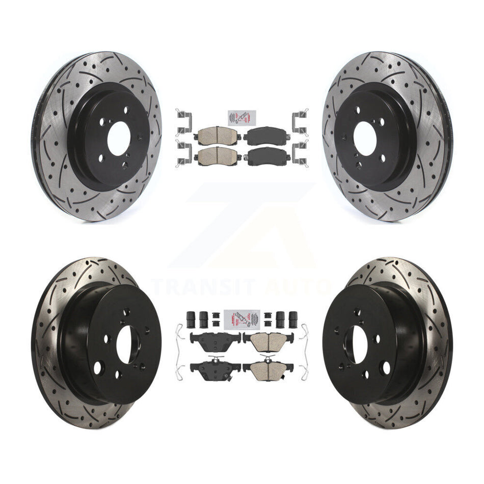 Front Rear Ceramic Pad & Coated Drilled Slotted Disc Brake Rotor Kit For Subaru Crosstrek KDA-102456