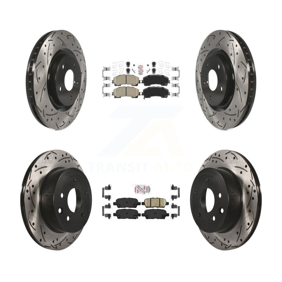 Front Rear Ceramic Pads And Coated Drilled Slotted Disc Brake Rotors Kit For Nissan Rogue KDA-102460