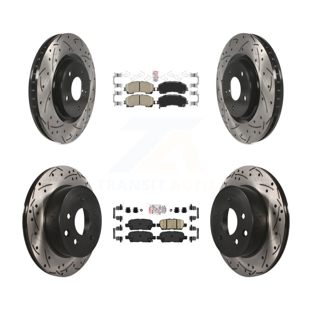 Front Rear Ceramic Pads And Coated Drilled Slotted Disc Brake Rotors Kit For Nissan Rogue KDA-102463