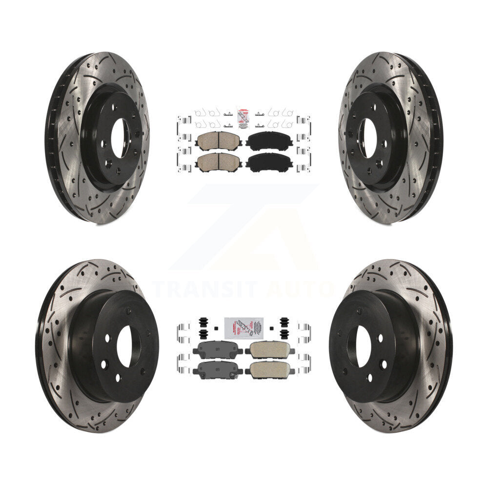 Front Rear Ceramic Pad & Drilled Slot Disc Brake Rotor Kit For Nissan Rogue Sport Qashqai KDA-102465