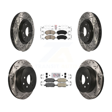 Front Rear Ceramic Pad & Drilled Slot Disc Brake Rotor Kit For Nissan Rogue Sport Qashqai KDA-102465