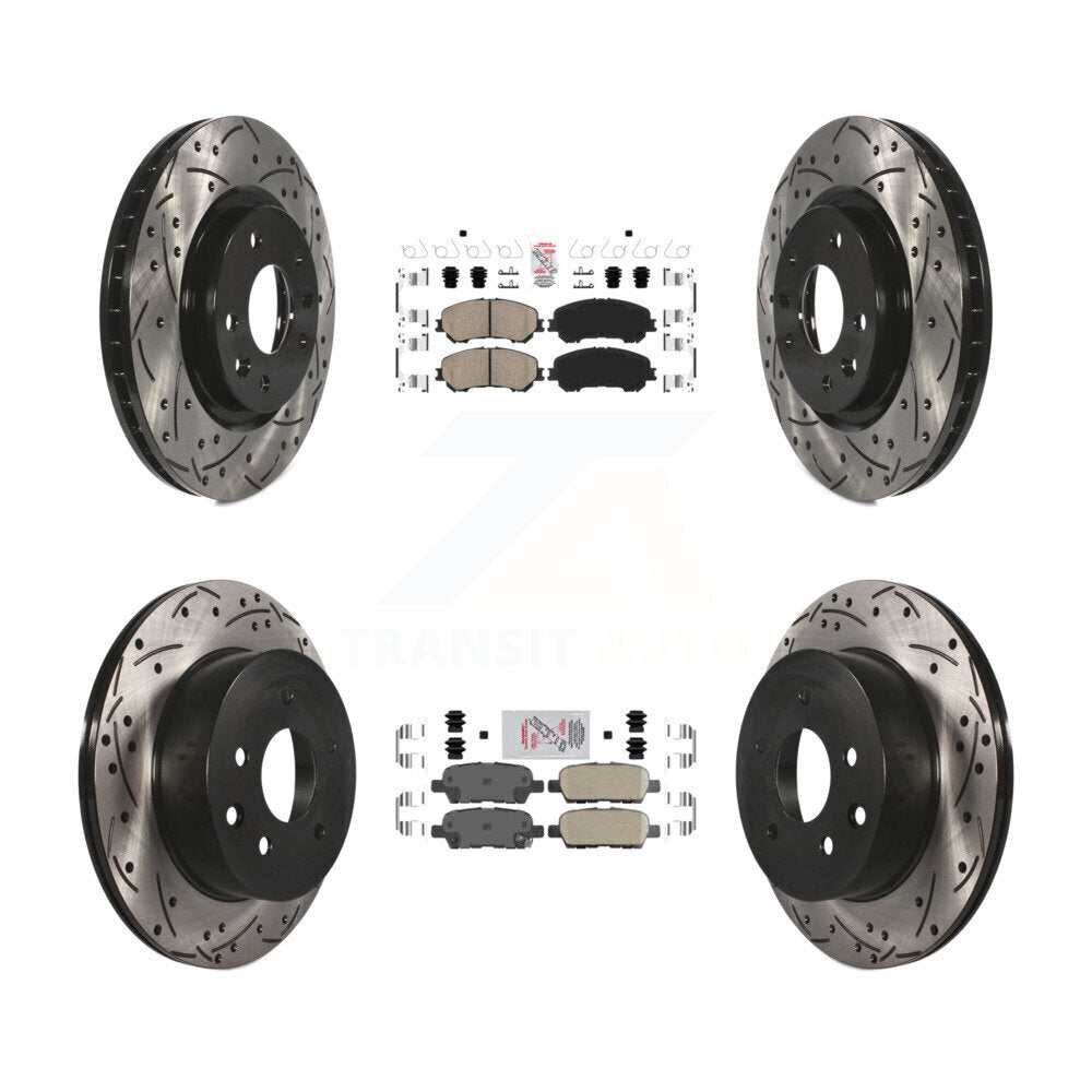 Front Rear Ceramic Pad & Drilled Slot Disc Brake Rotor Kit For Nissan Rogue Sport Qashqai KDA-102467
