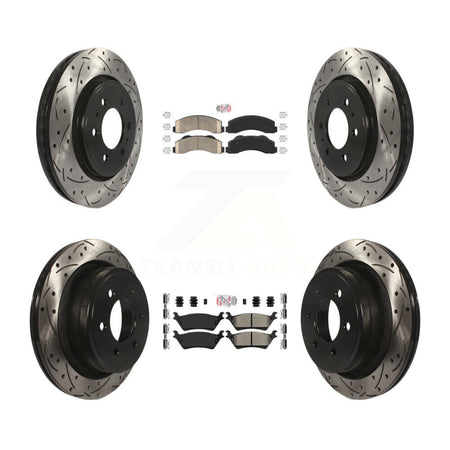 Front Ceramic Rear Semi-Metallic Pad Coat Drill Slot Disc Brake Rotors Kit For Ford F-150 KDA-102479