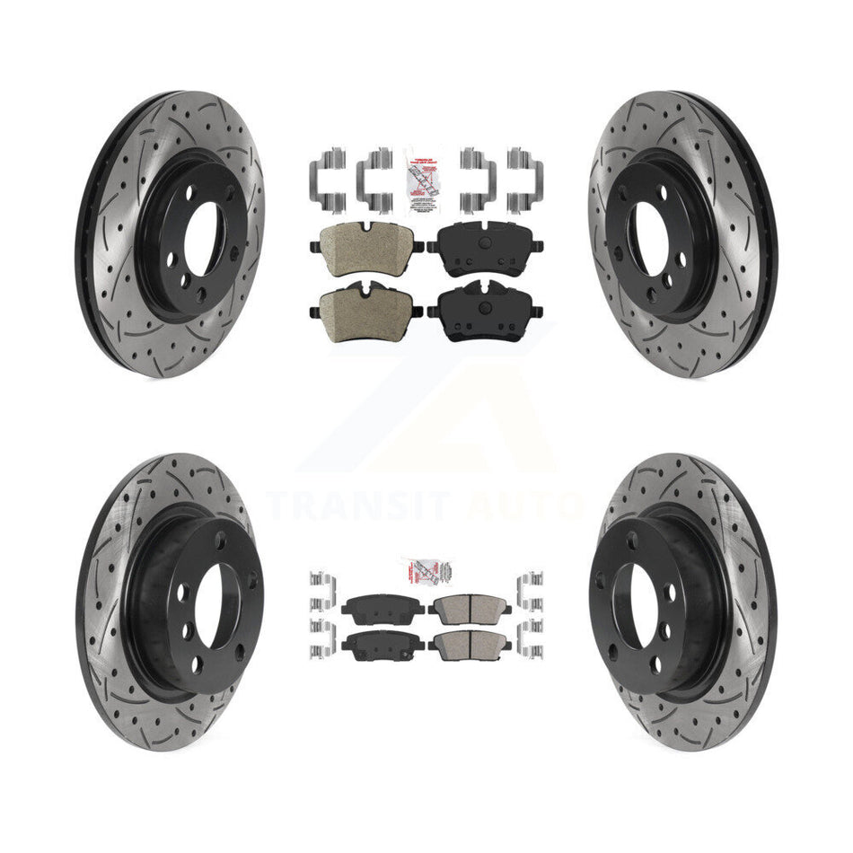 Front Semi-Metallic Rear Ceramic Pad Drilled Slot Brake Rotor Kit For Mini Cooper Paceman KDA-102493