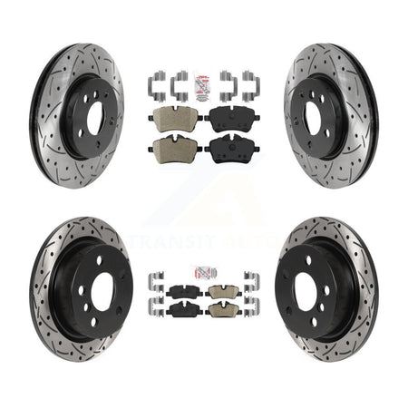 Front Semi-Metallic Rear Ceramic Pad Coat Drill Slot Disc Brake Rotor Kit For Mini Cooper KDA-102497