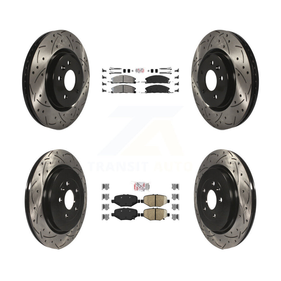 Front Semi-Metallic Rear Ceramic Pad Drilled Slot Brake Rotor Kit For Ford Explorer Sport KDA-102500