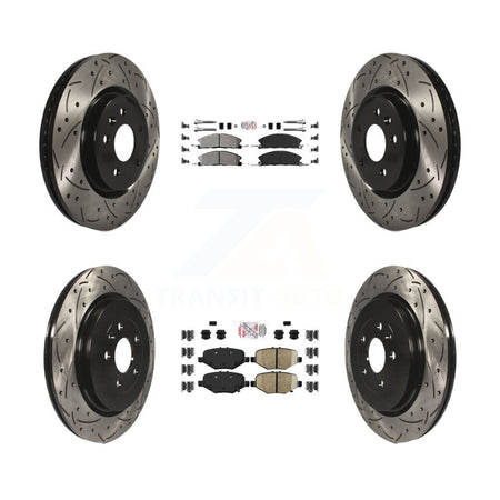 Front Rear Semi-Metallic Pad Drill Slot Disc Brake Rotor Kit For 2013 Ford Explorer Sport KDA-102501