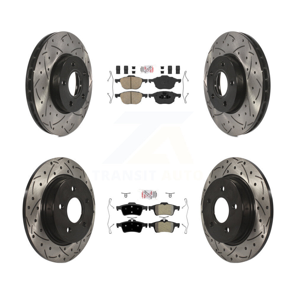 Front Ceramic Rear Semi-Metallic Pad Coat Drill Slot Disc Brake Rotors Kit For Ford Focus KDA-102504