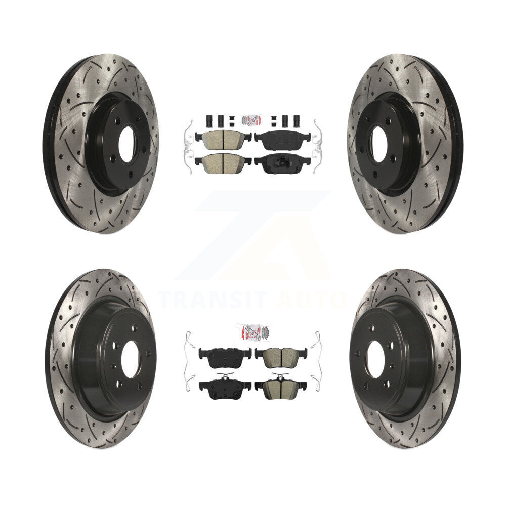 Front Ceramic Rear Semi-Metallic Pad Drilled Slot Brake Rotor Kit For Ford Escape Lincoln KDA-102505