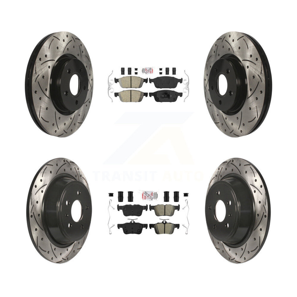 Front Ceramic Rear Semi-Metallic Pad Drilled Slot Brake Rotor Kit For Ford Escape Lincoln KDA-102506