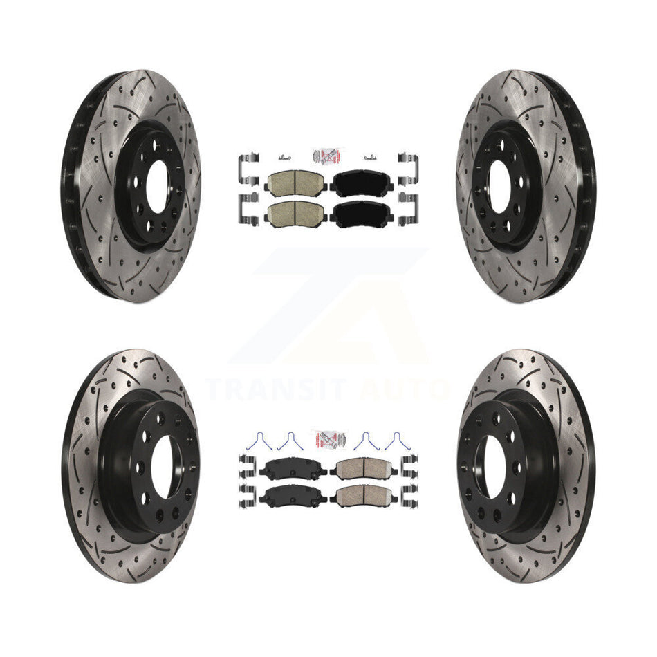 Front Rear Ceramic Pad Coated Drilled Slot Disc Brake Rotors Kit For 2013-2016 Dodge Dart KDA-102507
