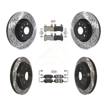 Front Semi-Metallic Rear Ceramic Pad & Drilled Slot Disc Brake Rotor Kit For Cadillac CTS KDA-102511