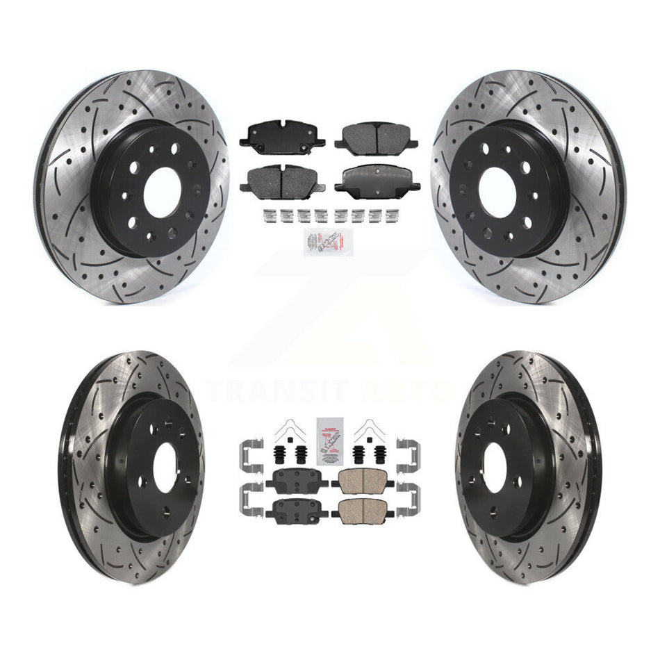 Front Rear Ceramic Pad & Coated Drilled Slotted Disc Brake Rotor Kit For Chevrolet Camaro KDA-102517