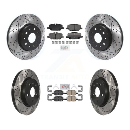 Front Rear Ceramic Pad & Coated Drilled Slotted Disc Brake Rotor Kit For Chevrolet Camaro KDA-102518