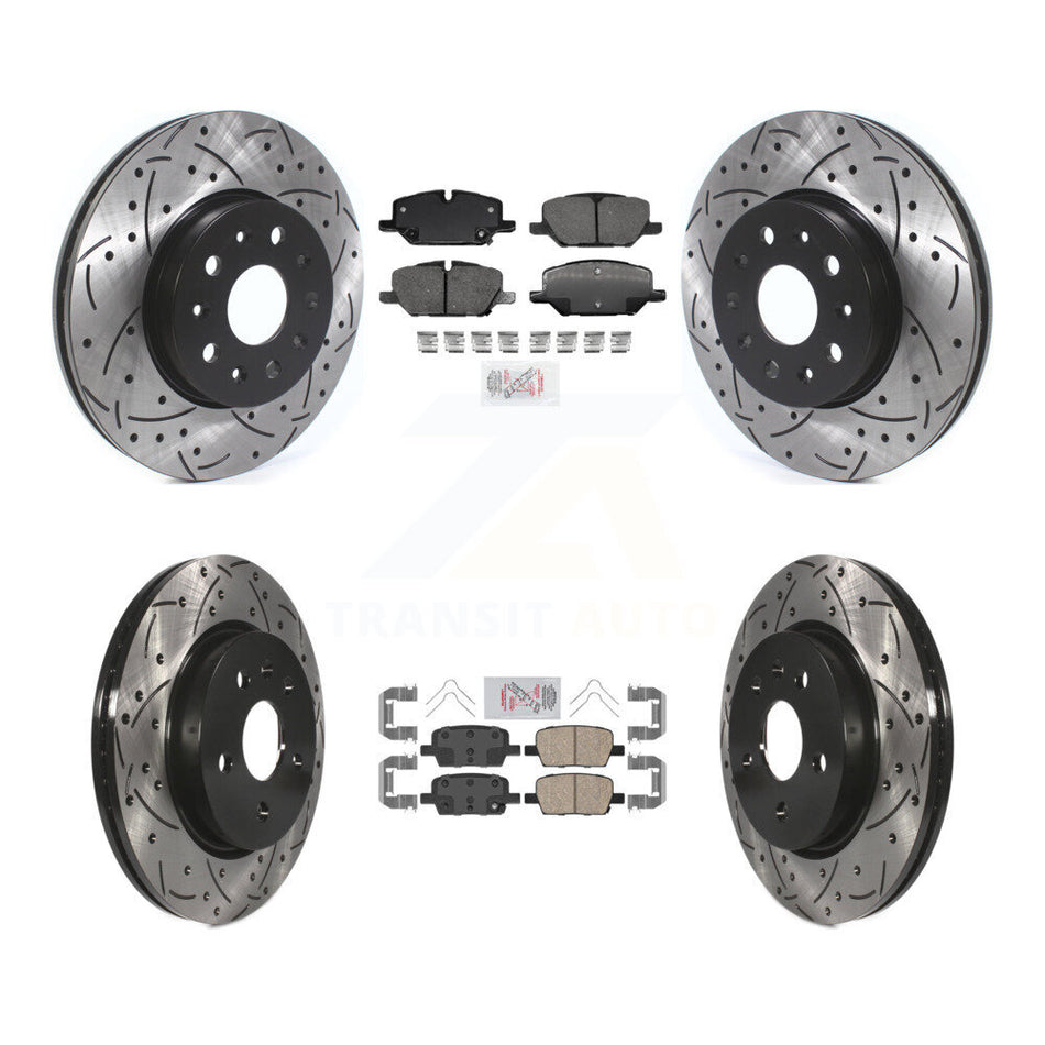 Front Rear Ceramic Pad & Coated Drilled Slotted Disc Brake Rotor Kit For Chevrolet Camaro KDA-102518