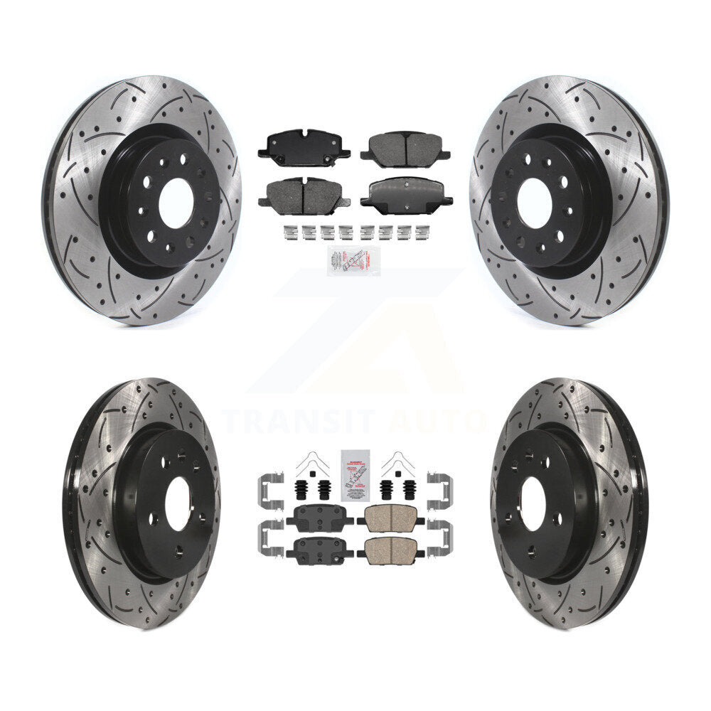 Front Rear Ceramic Pad Drill Slot Brake Rotors Kit For 2022 Chevrolet Camaro LT with 2.0L KDA-102519