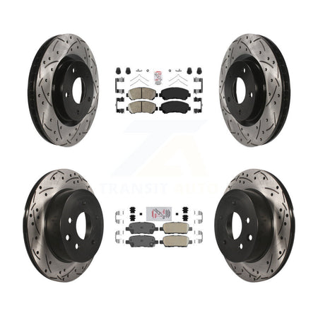 Front Rear Ceramic Pad & Coated Drilled Slot Disc Brake Rotor Kit For Nissan Rogue Select KDA-102522
