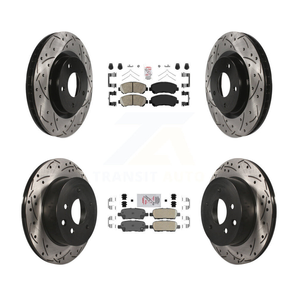 Front Rear Ceramic Pad & Coated Drilled Slot Disc Brake Rotor Kit For Nissan Rogue Select KDA-102522