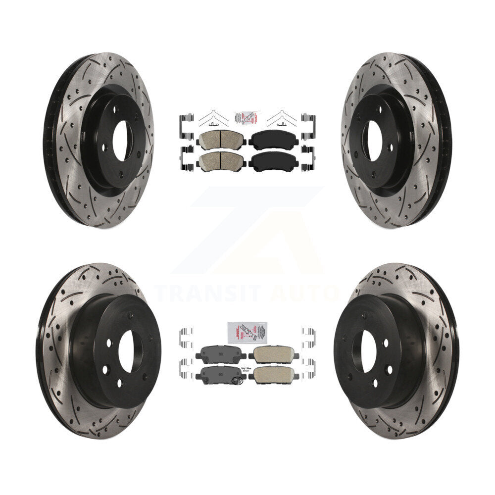 Front Rear Ceramic Pad & Coated Drilled Slot Disc Brake Rotor Kit For Nissan Rogue Select KDA-102523