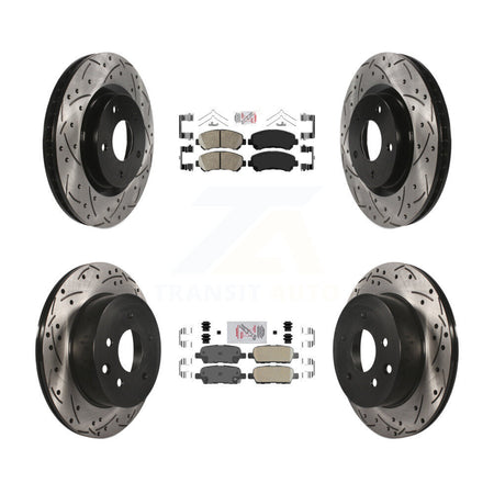 Front Rear Ceramic Pad & Coated Drilled Slot Disc Brake Rotor Kit For Nissan Rogue Select KDA-102524