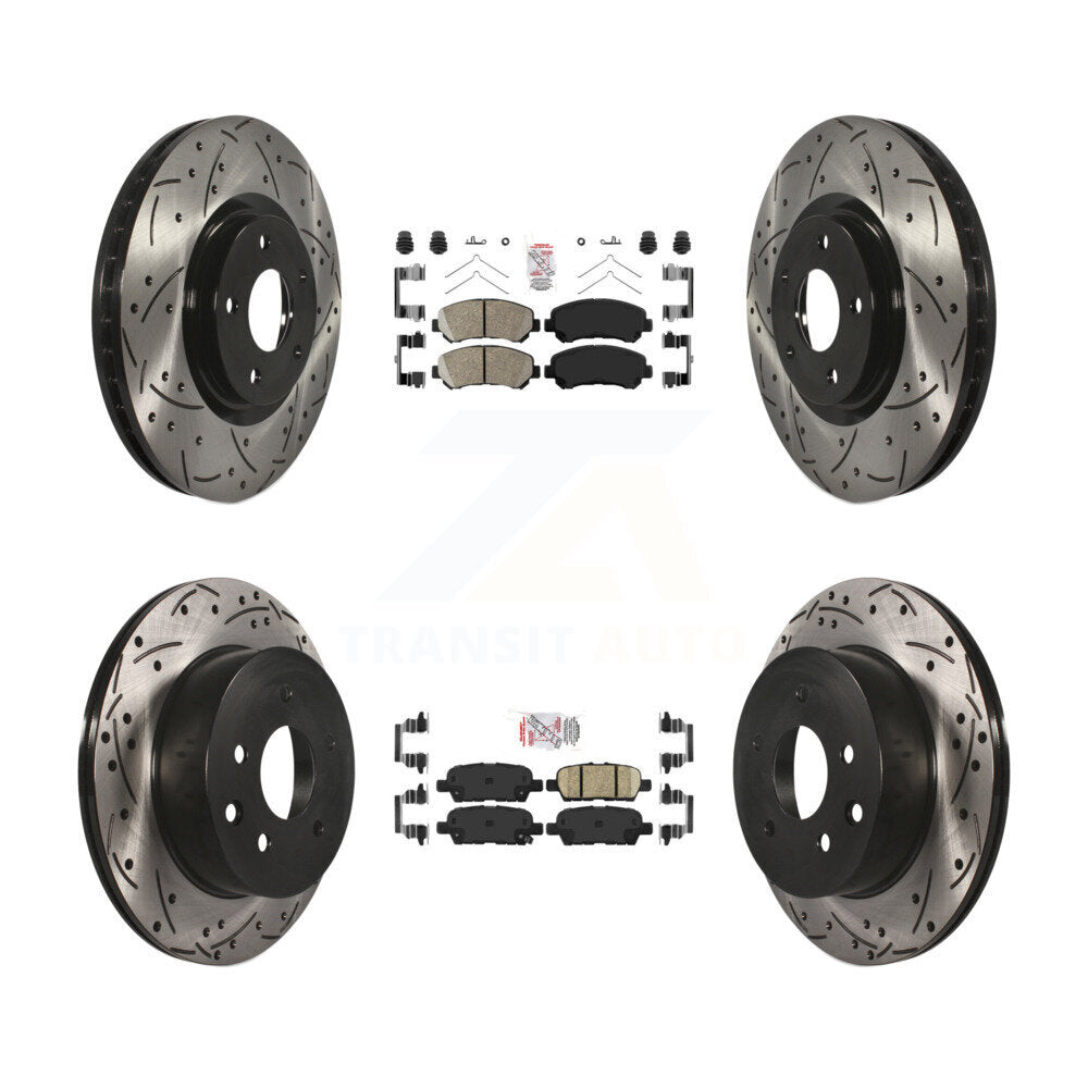 Front Rear Ceramic Pad Drill Slot Disc Brake Rotor Kit For 2014-2017 Nissan Juke Nismo RS KDA-102525