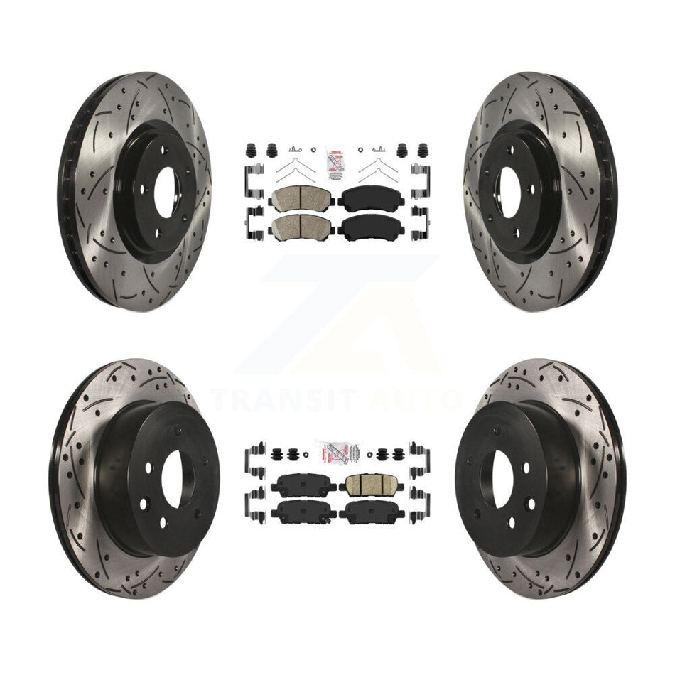 Front Rear Ceramic Pad Drill Slot Disc Brake Rotor Kit For 2014-2017 Nissan Juke Nismo RS KDA-102526