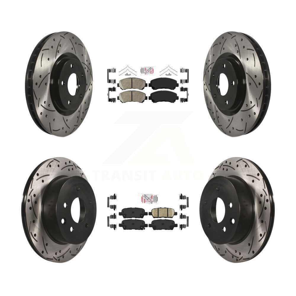 Front Rear Ceramic Pad Drill Slot Disc Brake Rotor Kit For 2014-2017 Nissan Juke Nismo RS KDA-102527