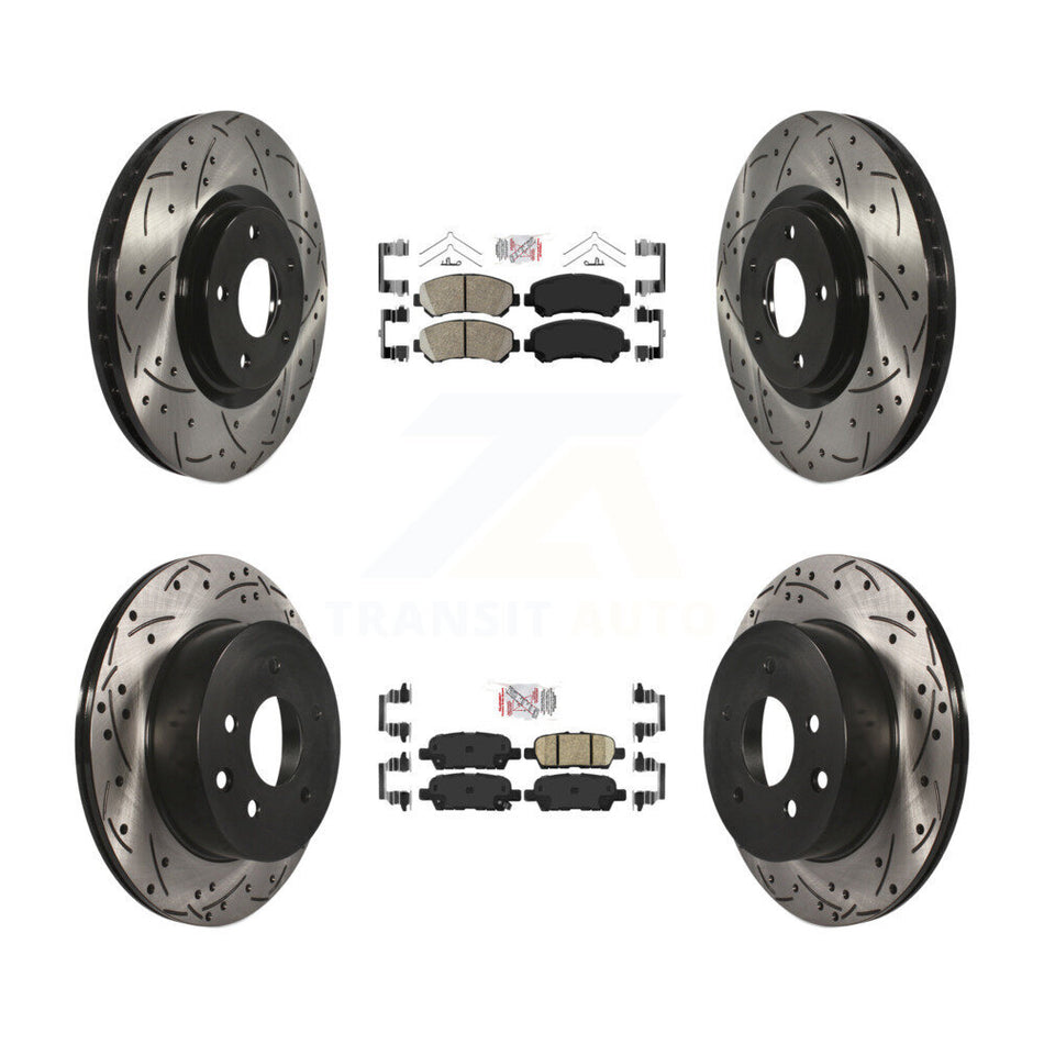 Front Rear Ceramic Pad Drill Slot Disc Brake Rotor Kit For 2014-2017 Nissan Juke Nismo RS KDA-102527