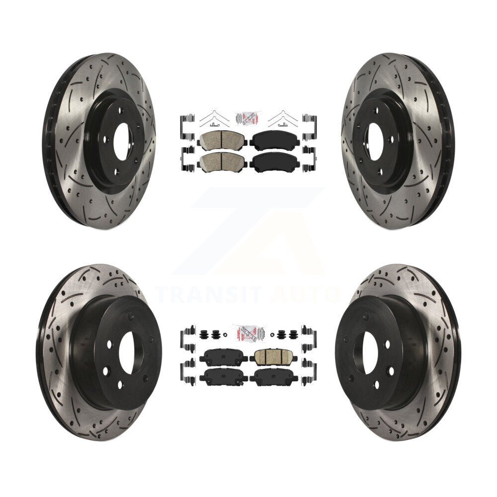 Front Rear Ceramic Pad Drill Slot Disc Brake Rotor Kit For 2014-2017 Nissan Juke Nismo RS KDA-102528