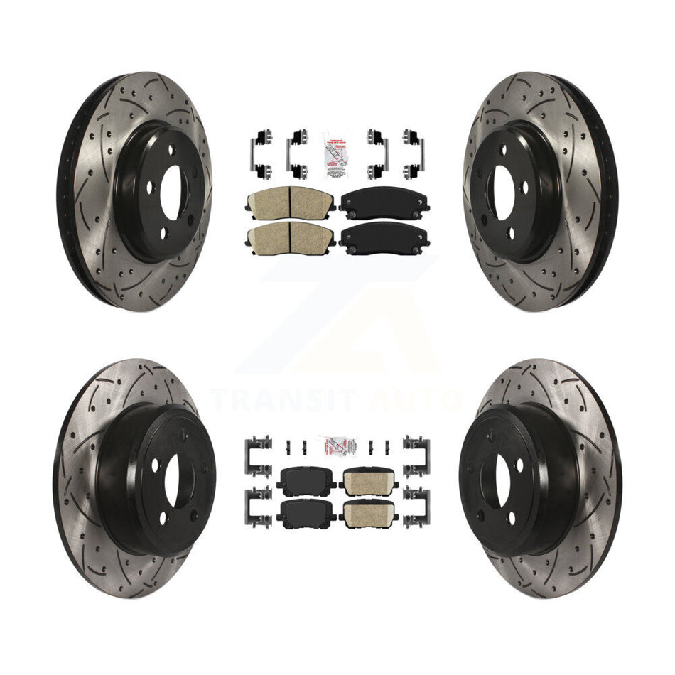 Front Rear Ceramic Pad Drill Slot Brake Rotor Kit For Dodge Charger Pursuit with RWD 3.6L KDA-102532