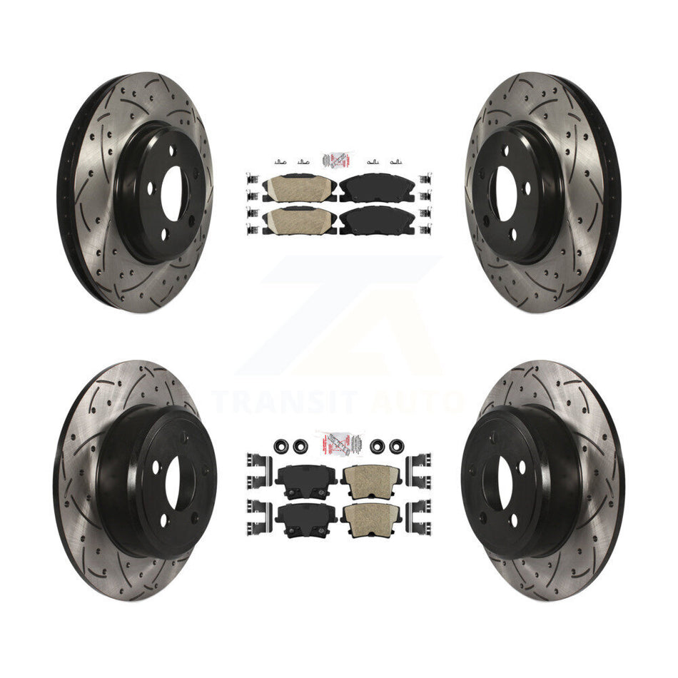 Front Rear Ceramic Pad Drill Slot Brake Rotor Kit For Dodge Charger Pursuit with RWD 3.6L KDA-102533