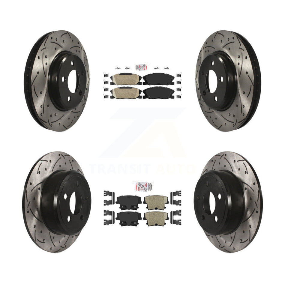 Front Rear Ceramic Pad Drill Slot Brake Rotor Kit For Dodge Charger Pursuit with RWD 3.6L KDA-102534