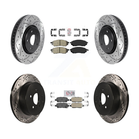 Front Semi-Metallic Rear Ceramic Pad Drilled Slot Brake Rotors Kit For INFINITI FX35 FX37 KDA-102541