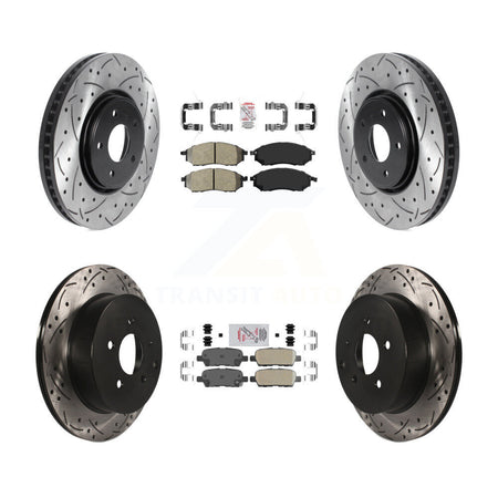 Front Semi-Metallic Rear Ceramic Pad Drilled Slot Brake Rotors Kit For INFINITI FX35 FX37 KDA-102542