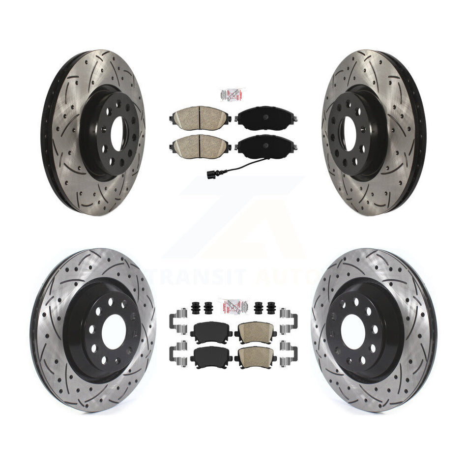 Front Rear Ceramic Pad Coated Drill Slot Disc Brake Rotor Kit For 2012 Volkswagen CC 3.6L KDA-102559