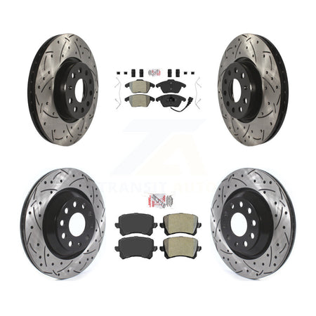 Front Rear Semi-Metallic Pad & Drilled Slot Disc Brake Rotor Kit For Volkswagen Passat CC KDA-102564