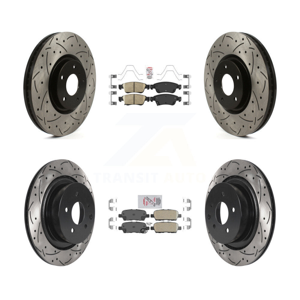 Front Rear Ceramic Pad & Coated Drilled Slotted Disc Brake Rotor Kit For INFINITI G35 Q60 KDA-102569
