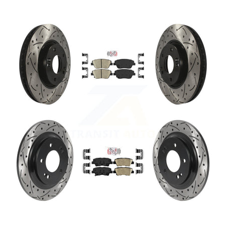 Front Rear Ceramic Pads And Coated Drilled Slotted Disc Brake Rotors Kit For Kia Optima KDA-102575