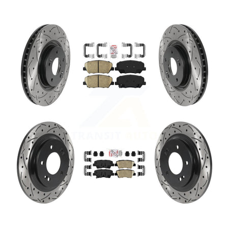 Front Rear Ceramic Pad Coat Drill Slot Disc Brake Rotor Kit For 2013-2015 Kia Optima 2.0L KDA-102578