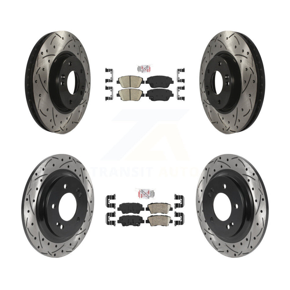 Front Rear Ceramic Pad And Coated Drilled Slotted Disc Brake Rotor Kit For Hyundai Sonata KDA-102582