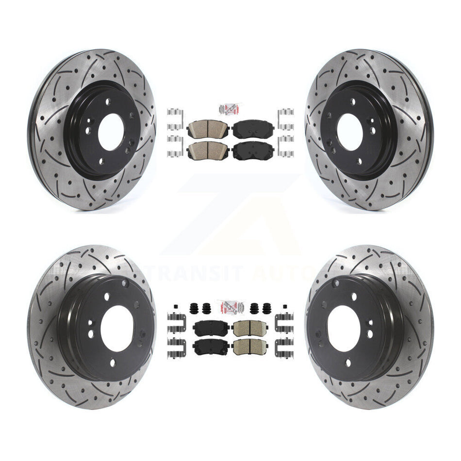 Front Rear Ceramic Pad Drill Slot Brake Rotor Kit For 2015-2016 Hyundai Sonata GAS engine KDA-102587