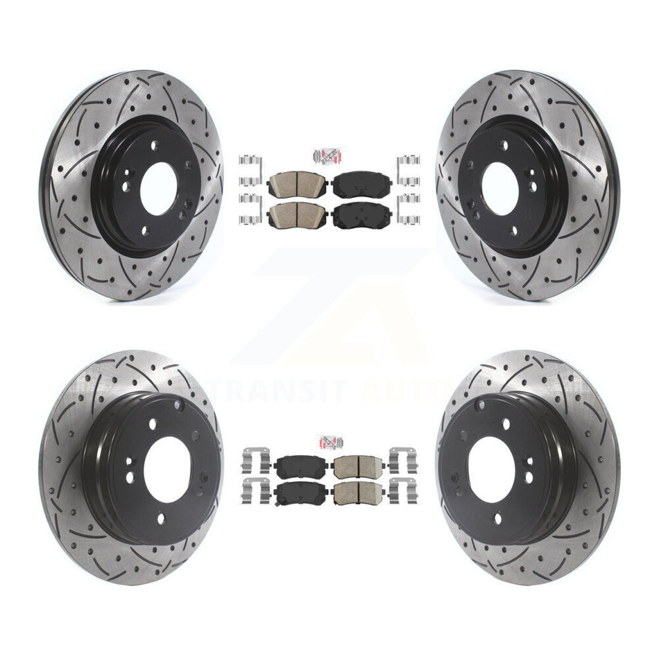 Front Rear Ceramic Pad Drill Slot Brake Rotor Kit For 2015-2016 Hyundai Sonata GAS engine KDA-102588