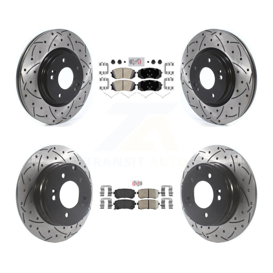 Front Rear Ceramic Pad Drill Slot Brake Rotor Kit For 2015-2016 Hyundai Sonata GAS engine KDA-102590