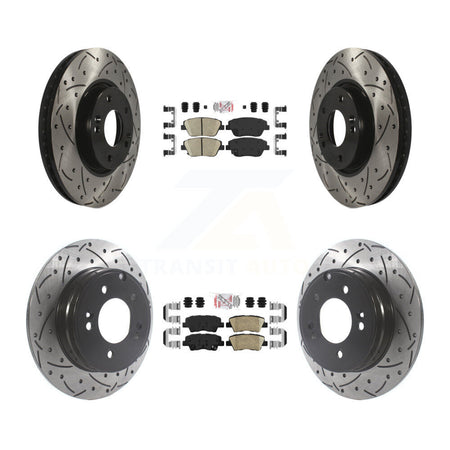 Front Rear Ceramic Pads And Coated Drilled Slotted Disc Brake Rotors Kit For Kia Optima KDA-102594