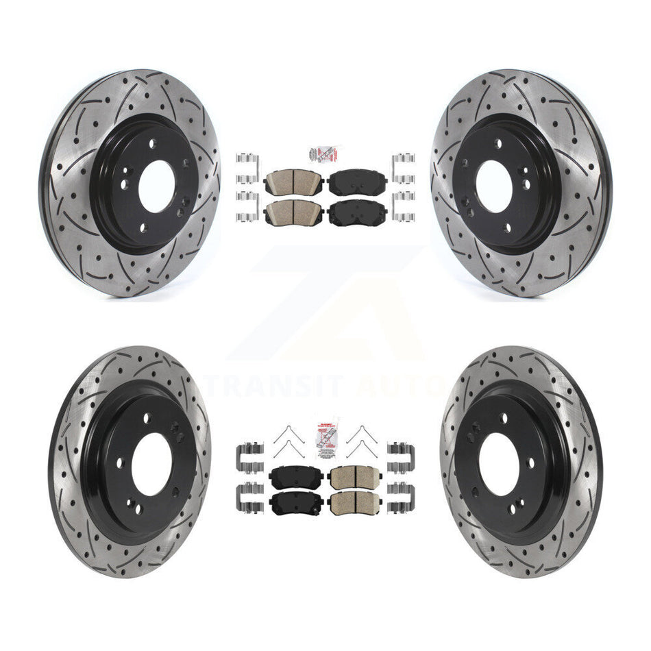 Front Rear Ceramic Pad Drill Slot Disc Brake Rotors Kit For 2016 Kia Optima LX/EX/LX 1.6T KDA-102596