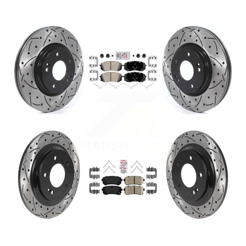 Front Rear Ceramic Pad Drill Slot Disc Brake Rotors Kit For 2016 Kia Optima LX/EX/LX 1.6T KDA-102598